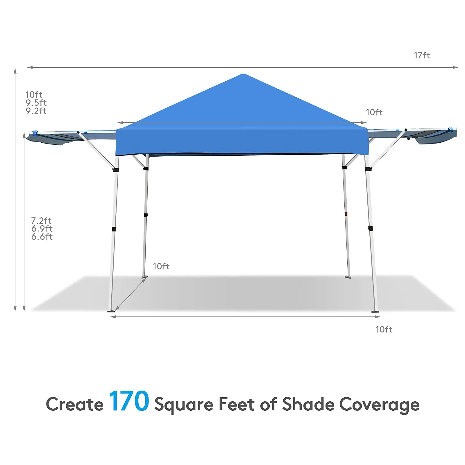 Tangkula 10x17FT Pop Up Canopy Tent, Portable Outdoor Tent w/ Adjustable Dual Awnings