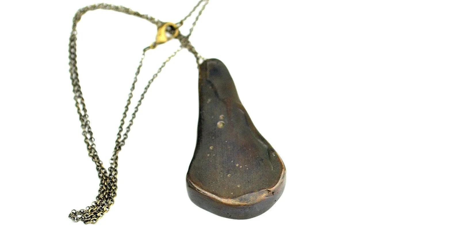 Teardrop Pendant| Brass, flora fauna | "Out on a Limb"