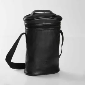 Thandana Leather Wine Cooler Double Carry Bag | Black