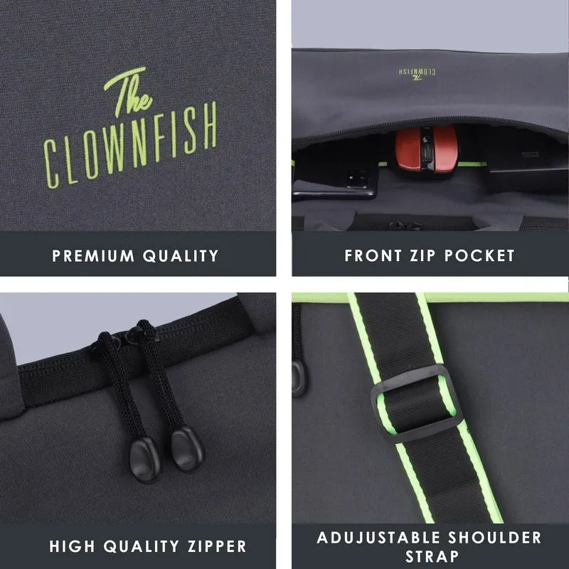 THE CLOWNFISH Lucas Series Polyester Unisex 15.6 inch Tablet Case Laptop Sleeve Laptop Bag Case Slipcase Shoulder & Trolley Strap (Grey)