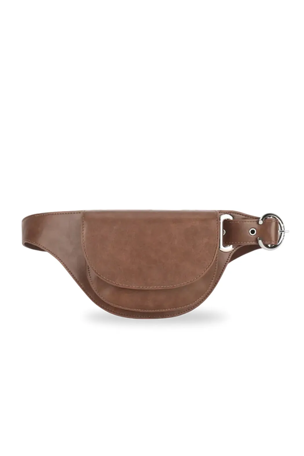 THE ELIZA FESTIVAL BELT IN DISTRESSED VEGAN LEATHER - BROWN