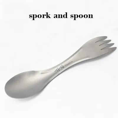 TiTo Outdoor Camping Picnic titanium Spoon Tableware titanium Fork Ultralight pure titanium Spork