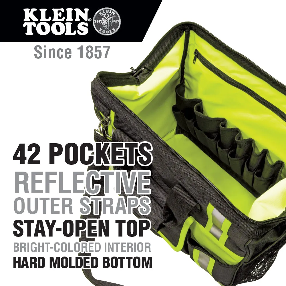 Tool Bag - Klein Tools Tradesman Pro™ 42 Pocket High-Visibility Tool Bag, 55598