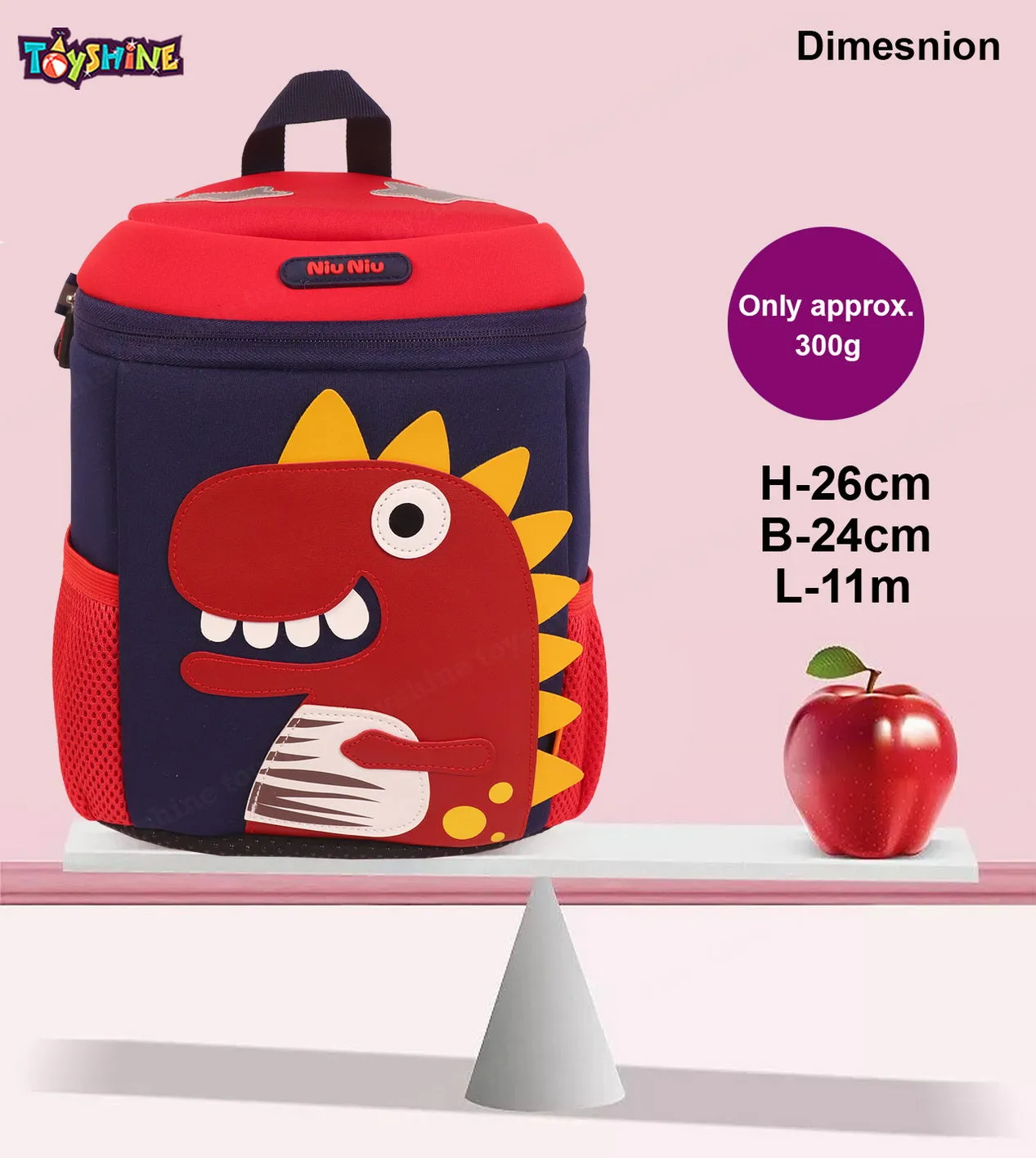 Toyshine11"Dinosaur Frappe Backpacks for Kids Girls Boys Cute Dinosaurs Dino Toddler Backpack Preschool Nursery Travel Bag - Blue