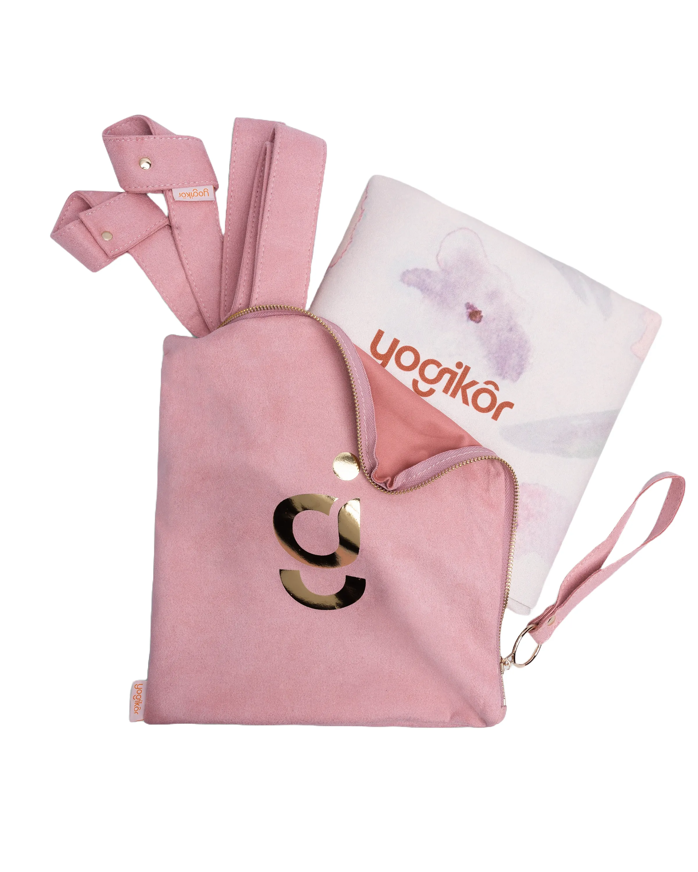 Travel Yoga Mat Set - Foldable Mat (Floral)