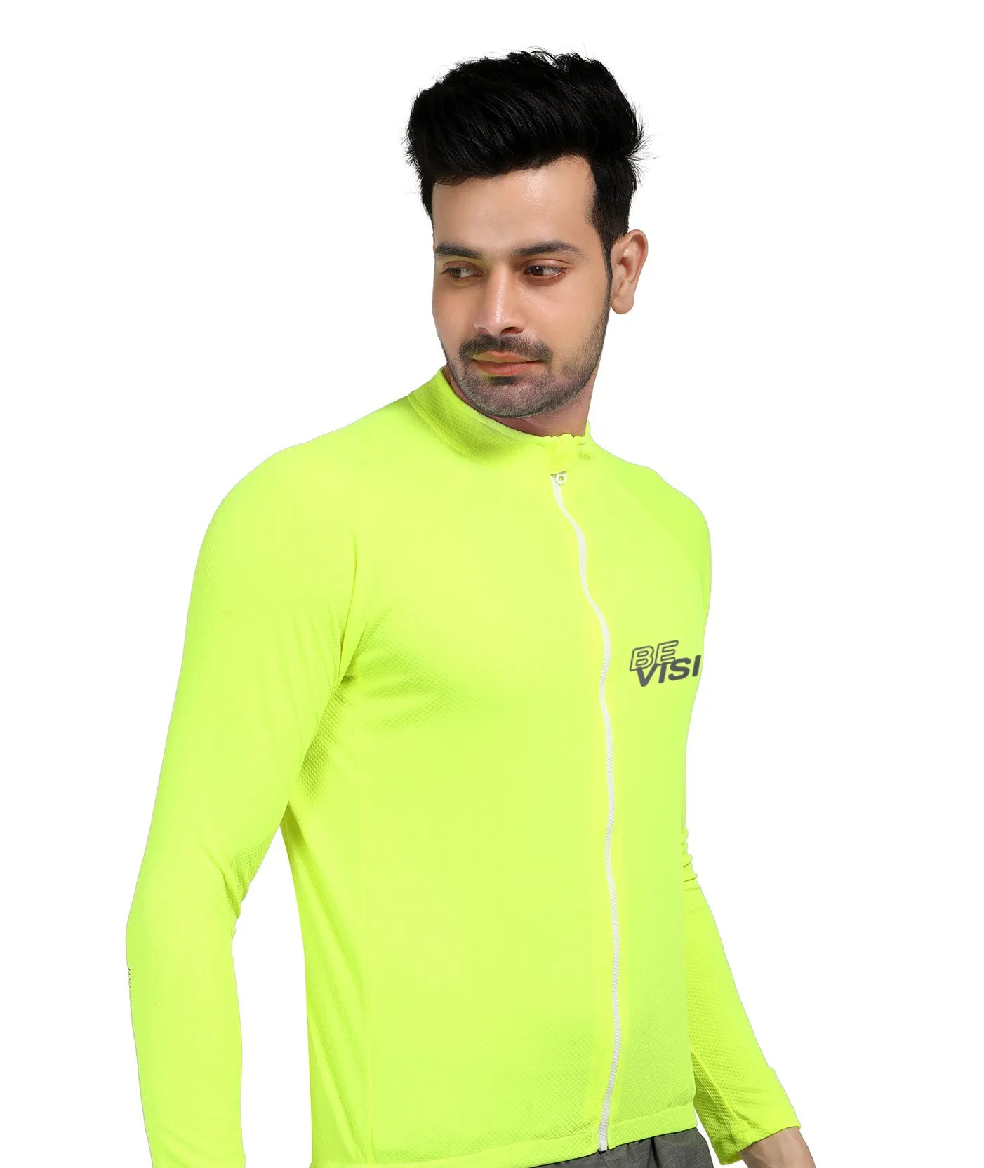 Triquip BeVisible Men Cycling Jersey Full Sleeves - Neon Green