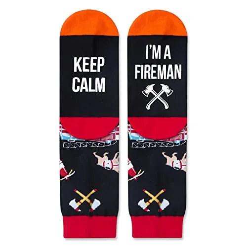 Unisex Firefighter Socks, Fireman Gifts, Fire Chief Gifts, Dumpster Fire Socks, Best Fire Department Gifts for Firefighting Enthusiasts, Women Men Fireman Socks