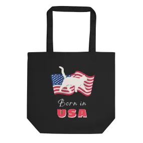 USA flag and cat, Eco Tote Bag