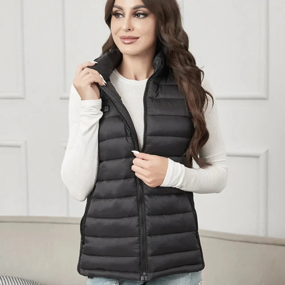 USB Charging Electric Heated Vest for Women Lightweight 4-zone Adjustable Temperature Outdoor Slim Fit Heated Vest