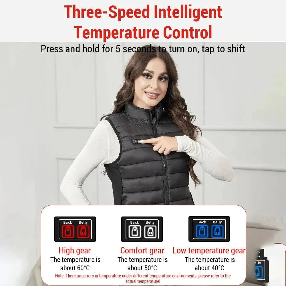 USB Charging Electric Heated Vest for Women Lightweight 4-zone Adjustable Temperature Outdoor Slim Fit Heated Vest