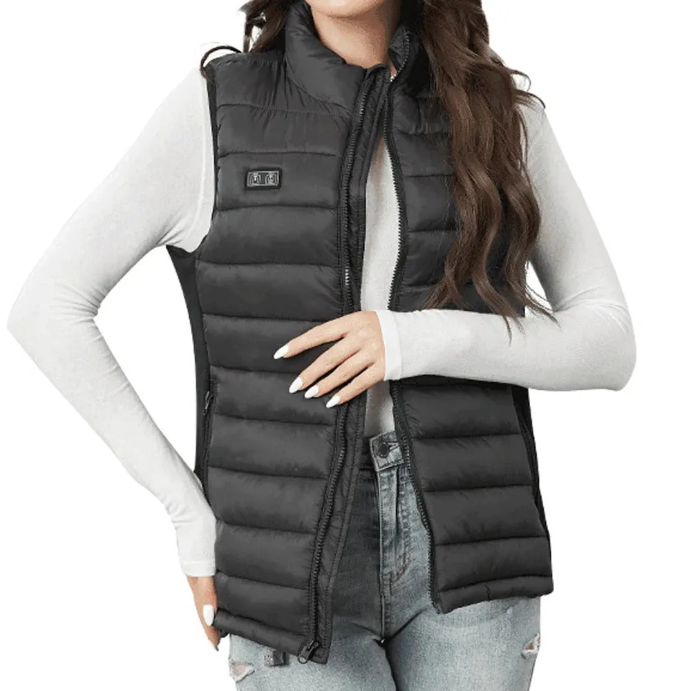 USB Charging Electric Heated Vest for Women Lightweight 4-zone Adjustable Temperature Outdoor Slim Fit Heated Vest