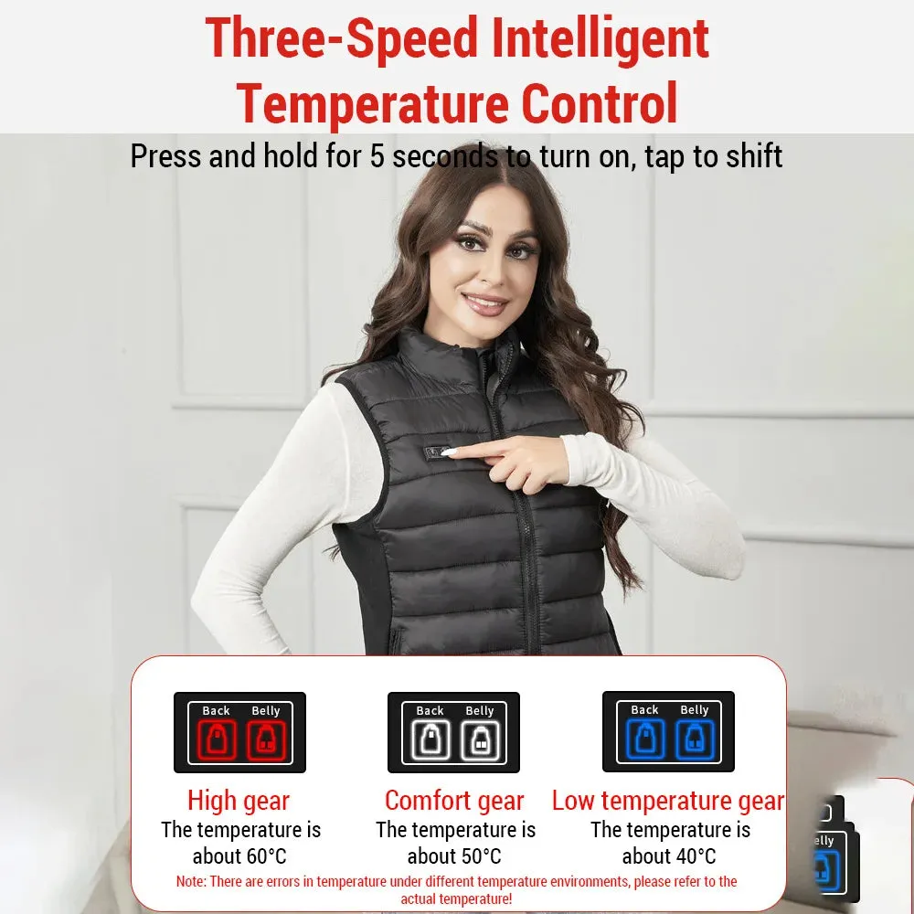 USB Charging Electric Heated Vest for Women Lightweight 4-zone Adjustable Temperature Outdoor Slim Fit Heated Vest