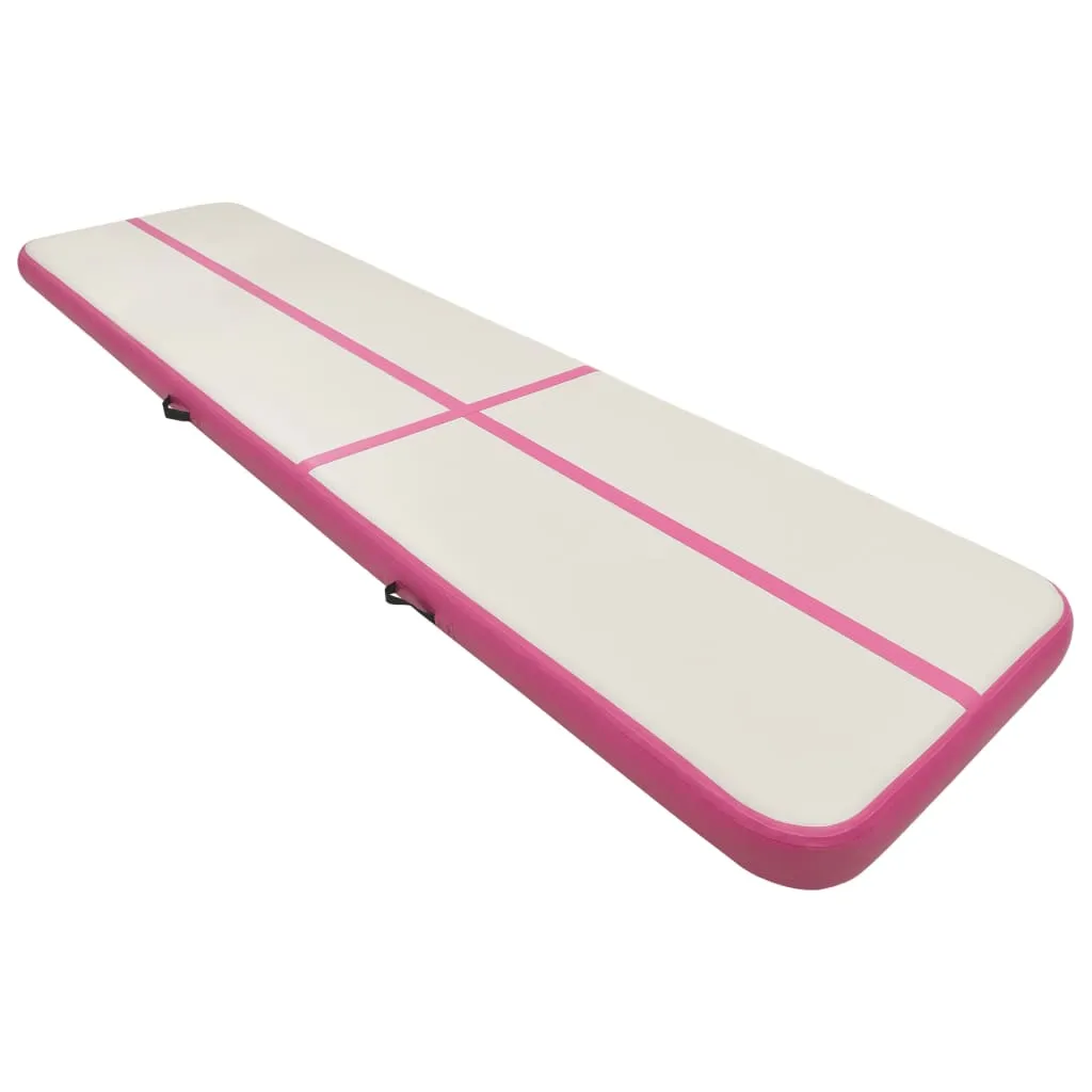 vidaXL Inflatable Gymnastics Mat with Pump 600x100x15 cm PVC Pink