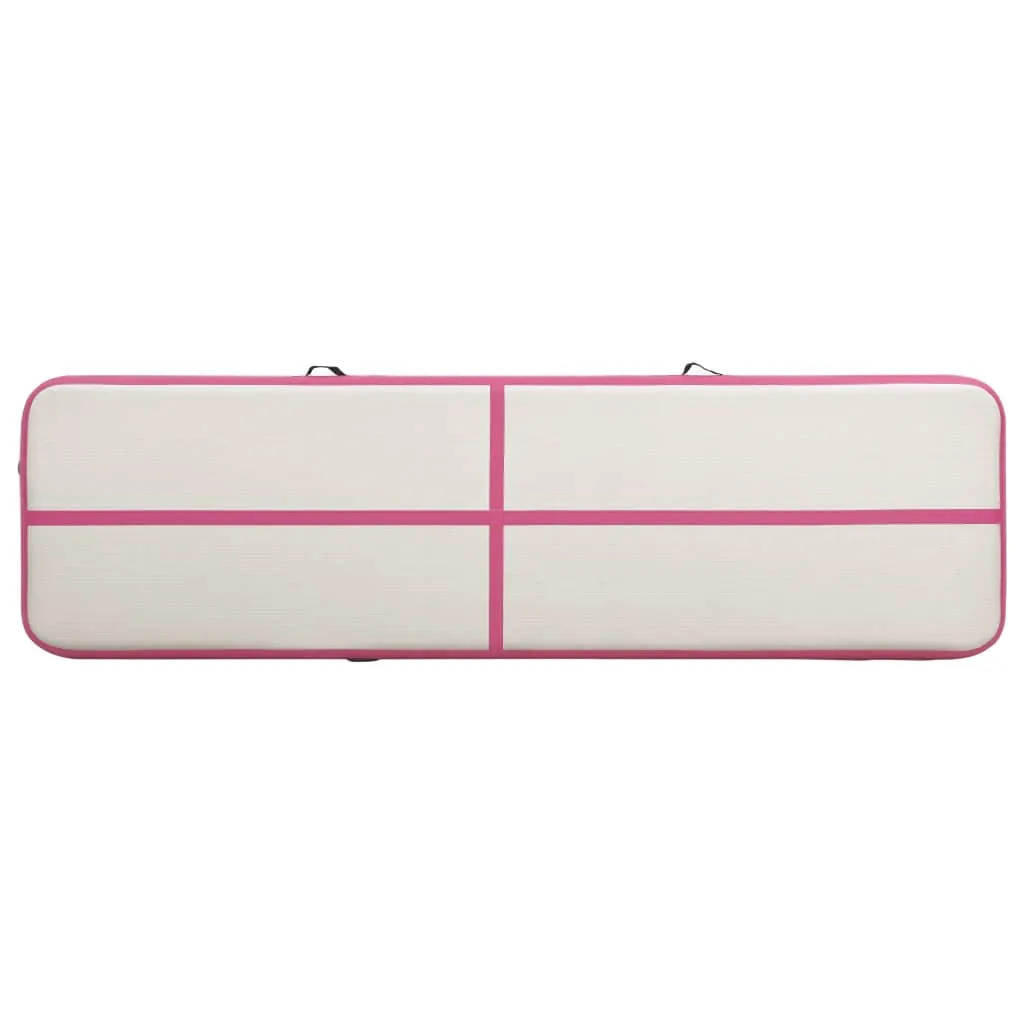 vidaXL Inflatable Gymnastics Mat with Pump 600x100x15 cm PVC Pink