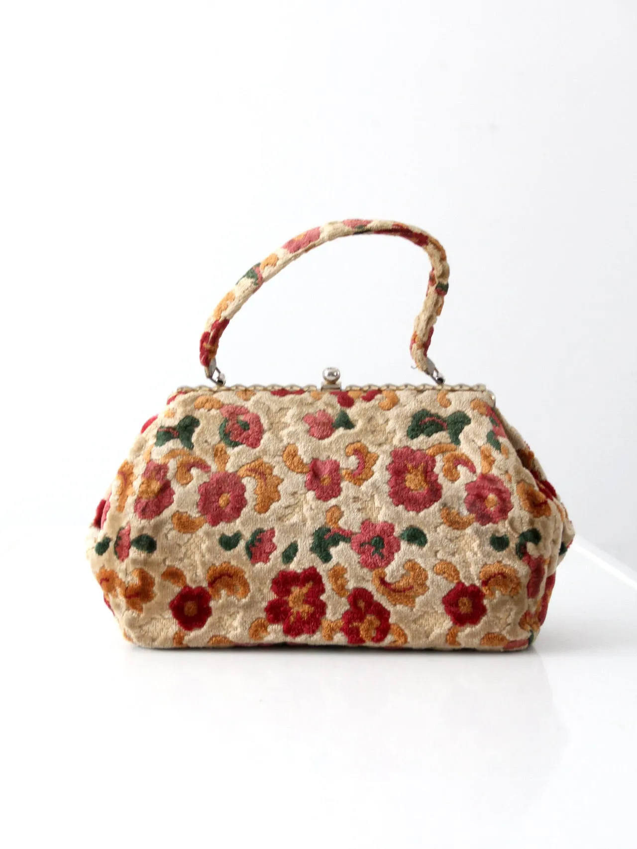 vintage 60's floral carpet bag