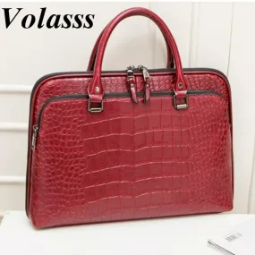 VOLASSS Pattern Leather Handbag Briefcase