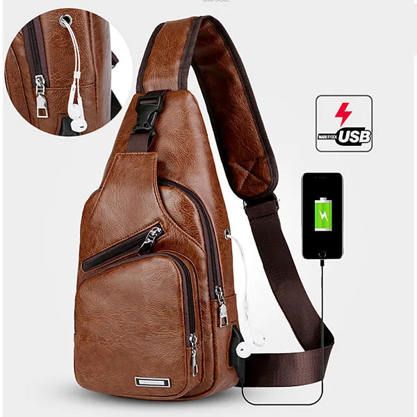 Warterproof USB Charging Sling Bag