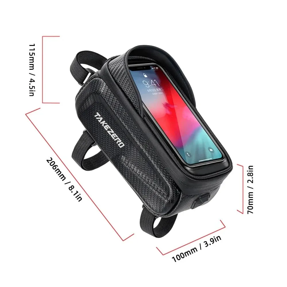 Waterproof Bicycle Phone Mount Bags Front Frame Top Tube Bag with Touchscreen Phone Holder Case Cycling Bike Tool Storage Bag