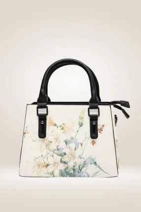 White Flowers Satchel Bag