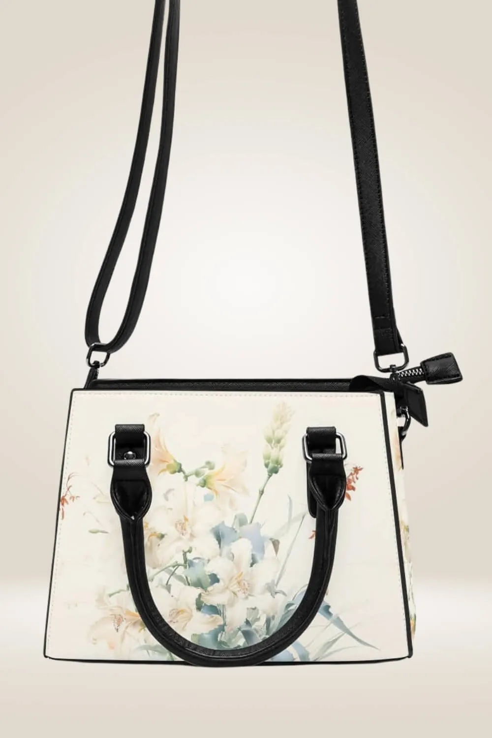 White Flowers Satchel Bag