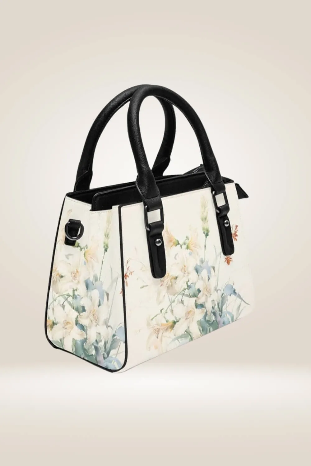 White Flowers Satchel Bag