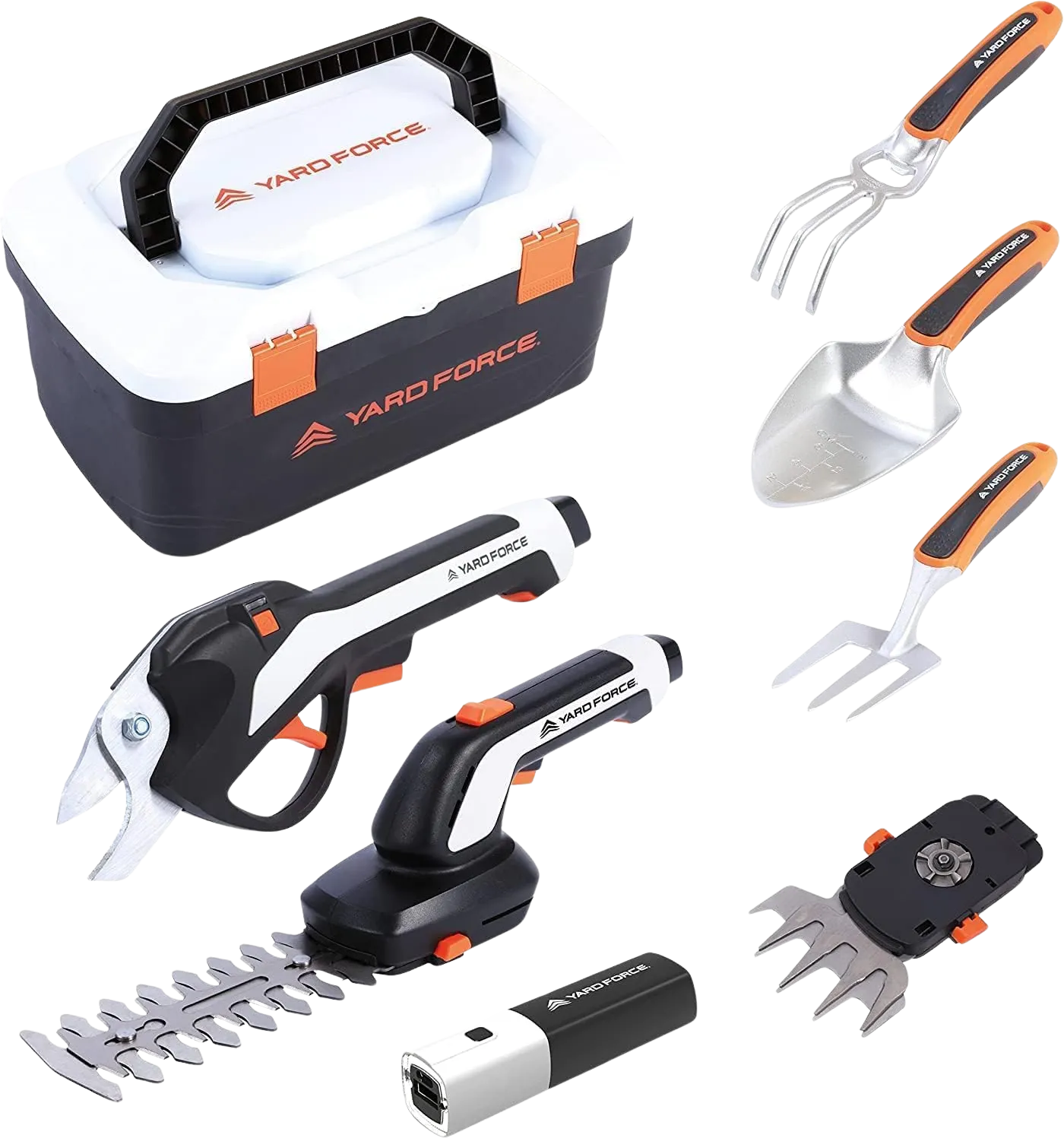 Yard Force Vita 4v Multi-Tool Gardening Kit with Portable Toolbox & Li-Ion USB Battery New